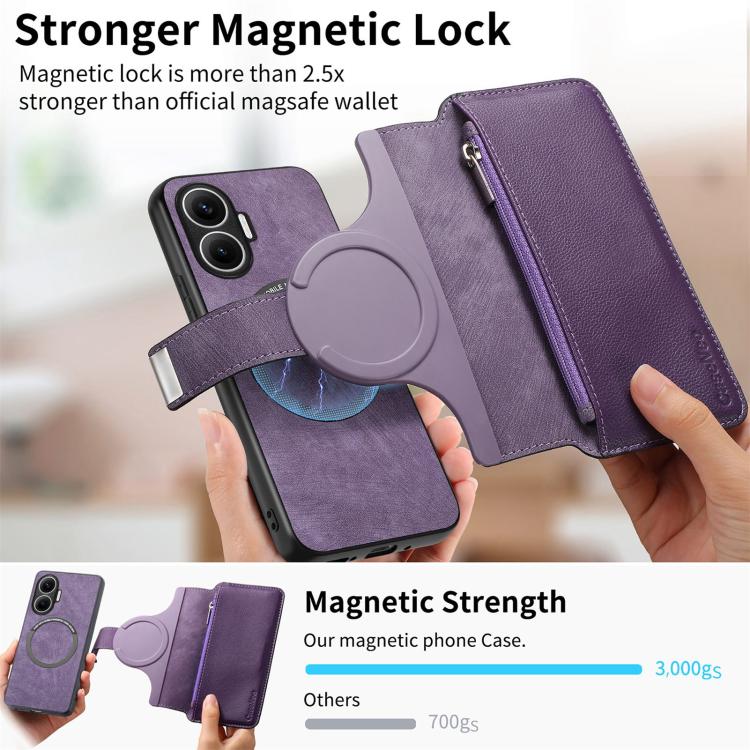 For Redmi Turbo 4 Pro CaseNeo MagSafe RFID Anti-theft Zipper Wallet Retro Leather Phone Case