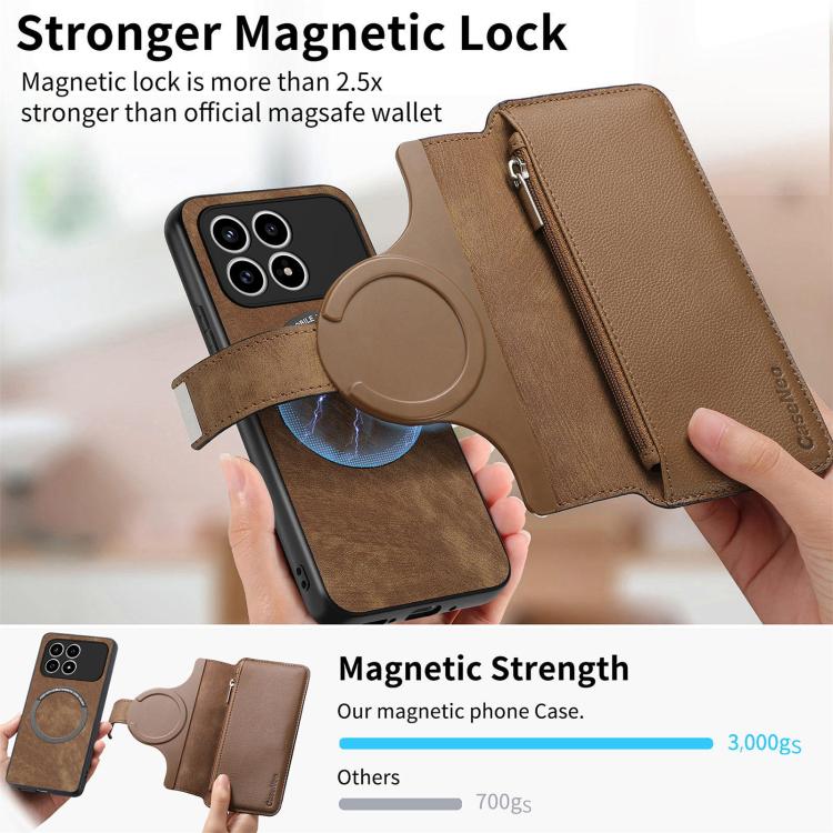 For Redmi K90 / Poco F8 Pro 5G CaseNeo MagSafe RFID Anti-theft Zipper Wallet Retro Leather Phone Case
