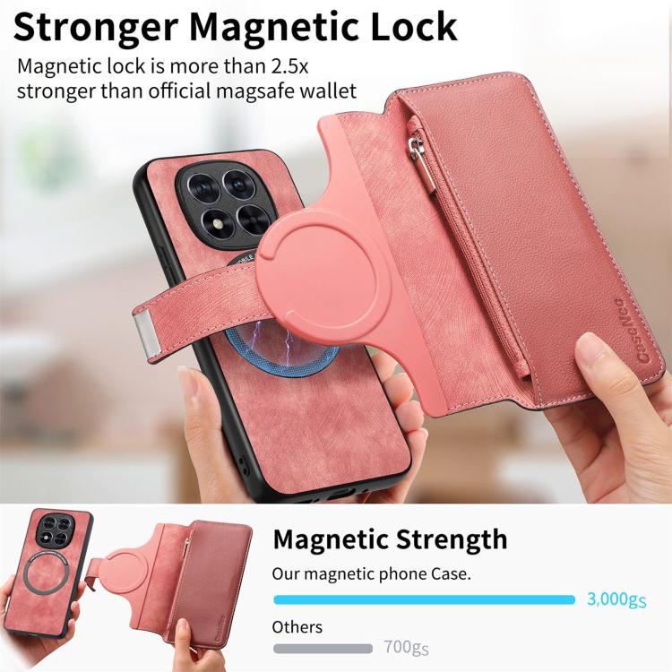 For Redmi Note 15 Pro+ Global 163.3mm CaseNeo MagSafe RFID Anti-theft Zipper Wallet Retro Leather Phone Case