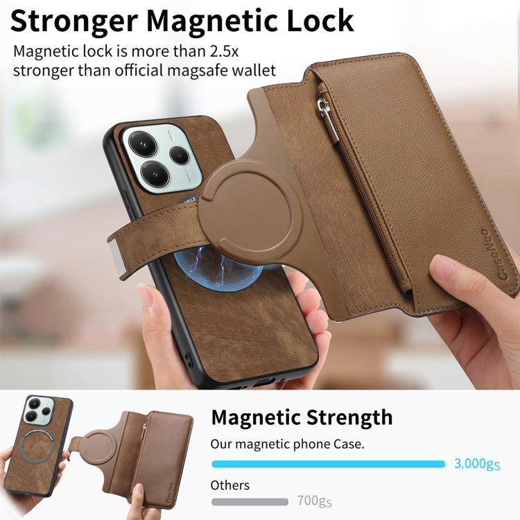 For Redmi Note 14 5G Global CaseNeo MagSafe RFID Anti-theft Zipper Wallet Retro Leather Phone Case