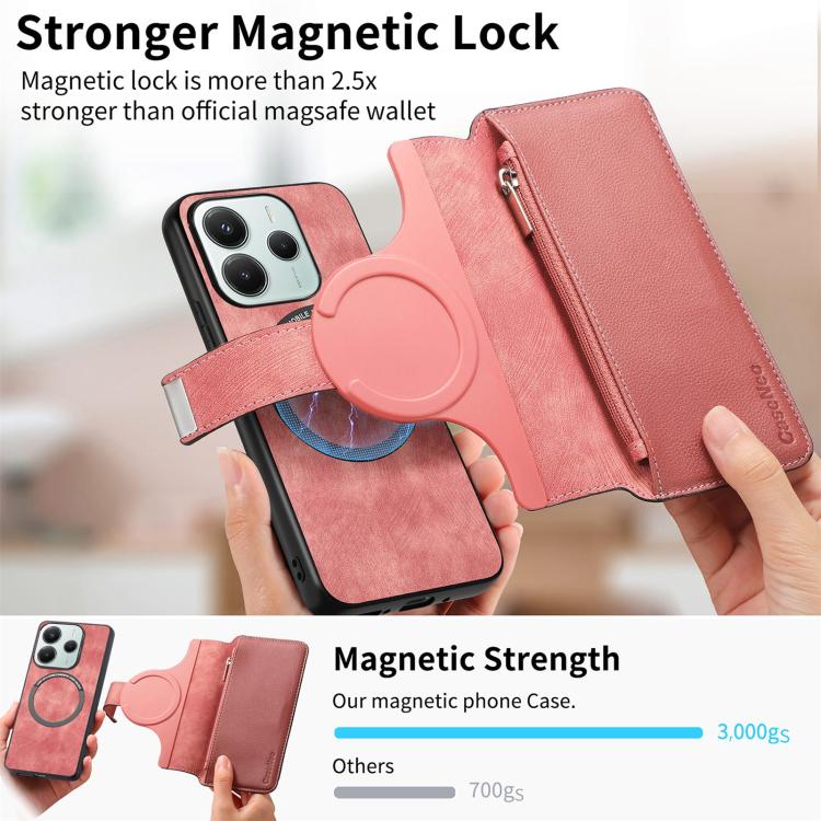 For Redmi Note 14 5G Global CaseNeo MagSafe RFID Anti-theft Zipper Wallet Retro Leather Phone Case