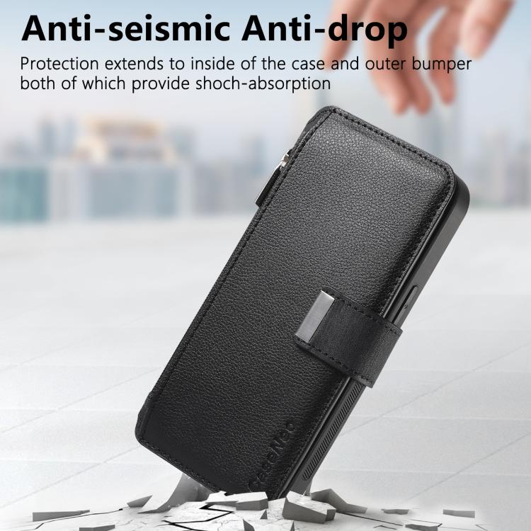 For Redmi Note 13R Pro 5G CaseNeo MagSafe RFID Anti-theft Zipper Wallet Retro Leather Phone Case