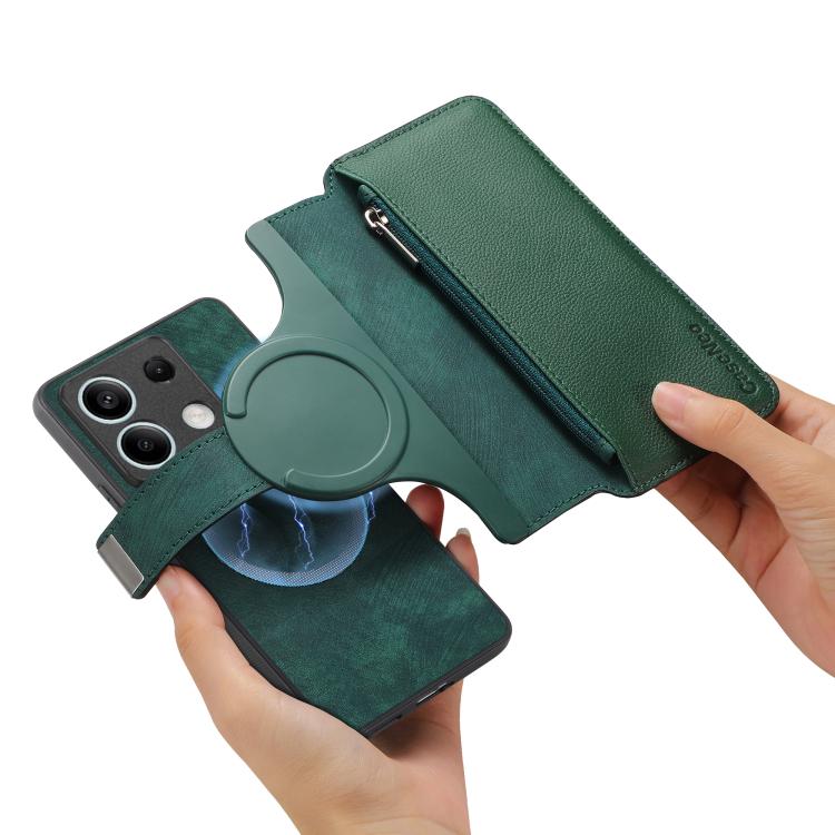 For Redmi Note 13R Pro 5G CaseNeo MagSafe RFID Anti-theft Zipper Wallet Retro Leather Phone Case