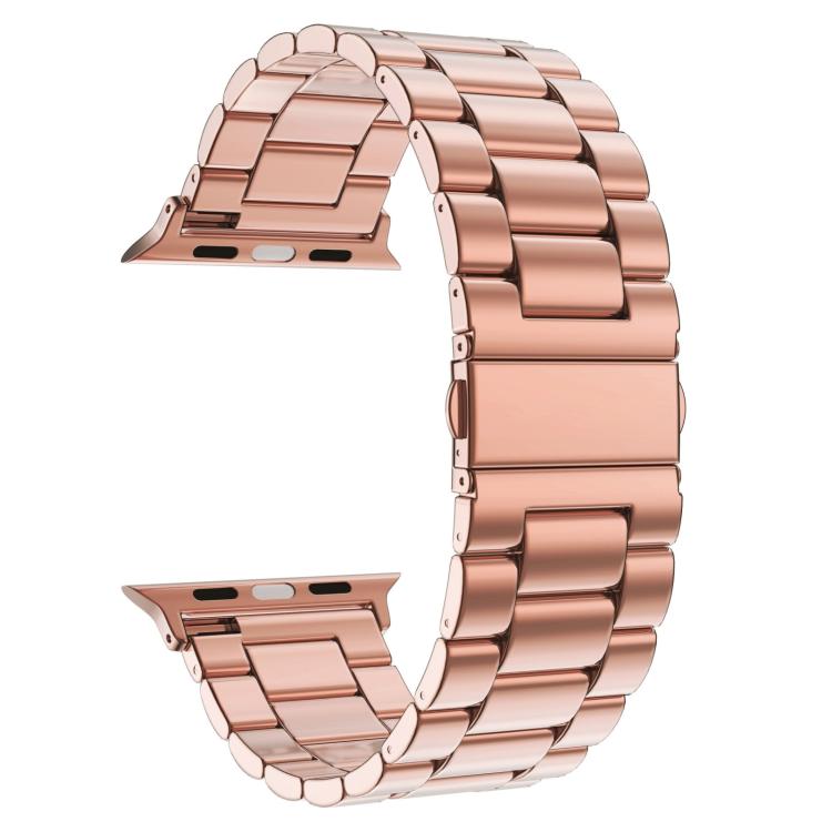 For Apple Watch 42 / 44 / 45 / 46 / 49mm xDfind Three Beads Fold Buckle Stainless Steel Watch Band