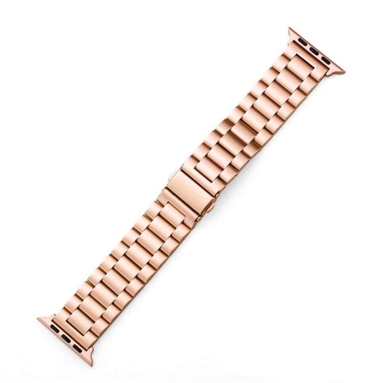 For Apple Watch 42 / 44 / 45 / 46 / 49mm xDfind Three Beads Fold Buckle Stainless Steel Watch Band