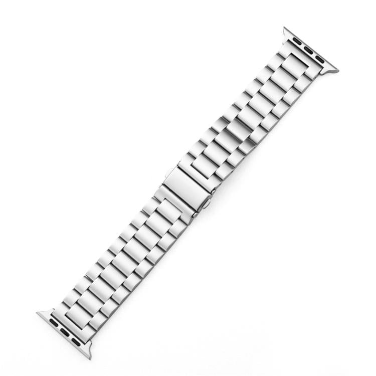 For Apple Watch 42 / 44 / 45 / 46 / 49mm xDfind Three Beads Fold Buckle Stainless Steel Watch Band
