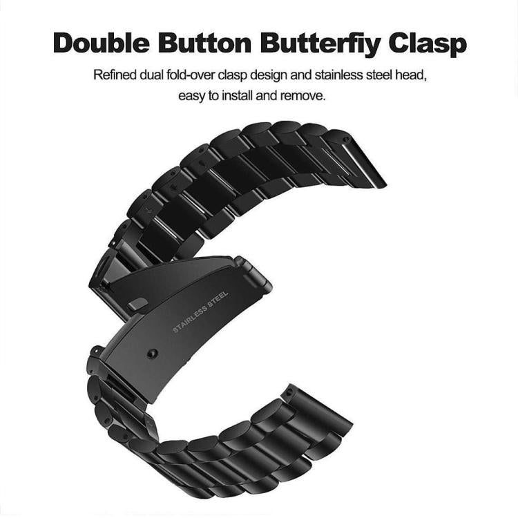 22mm xDfind Three Beads Stainless Steel Watch Band