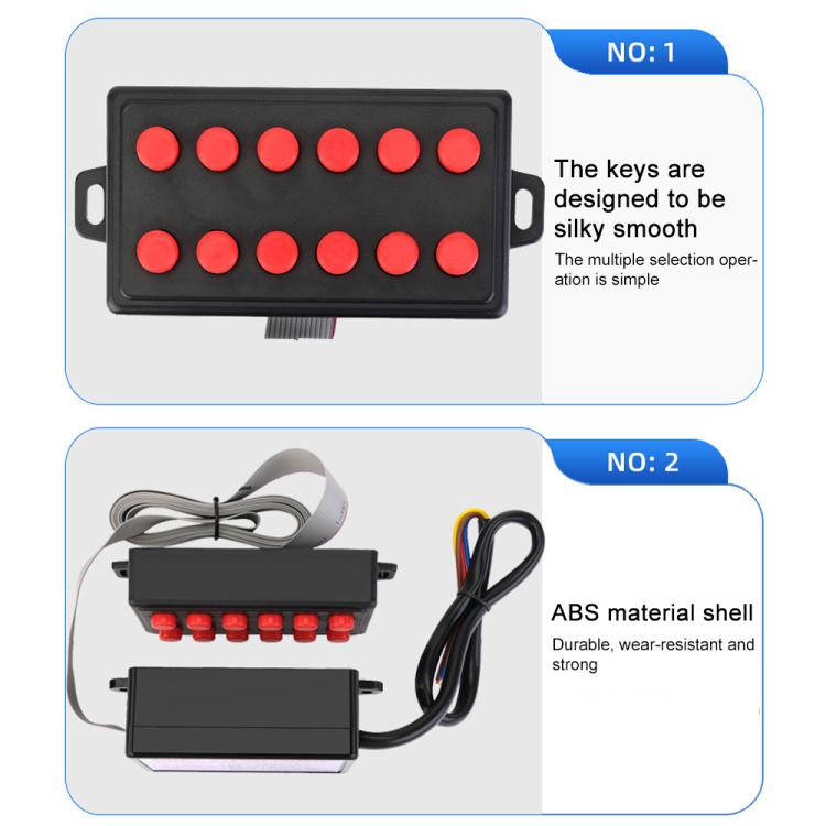 12V / 24V Universal Car Horn Controller 12 Sound Effects Sound Control Speaker, with Button - Black