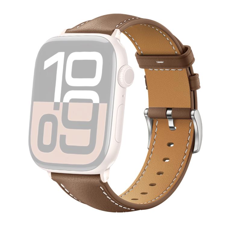 For Apple Watch 38 / 40 / 41 / S10 42mm xDfind Black Shark Fine Grain Leather Watch Band