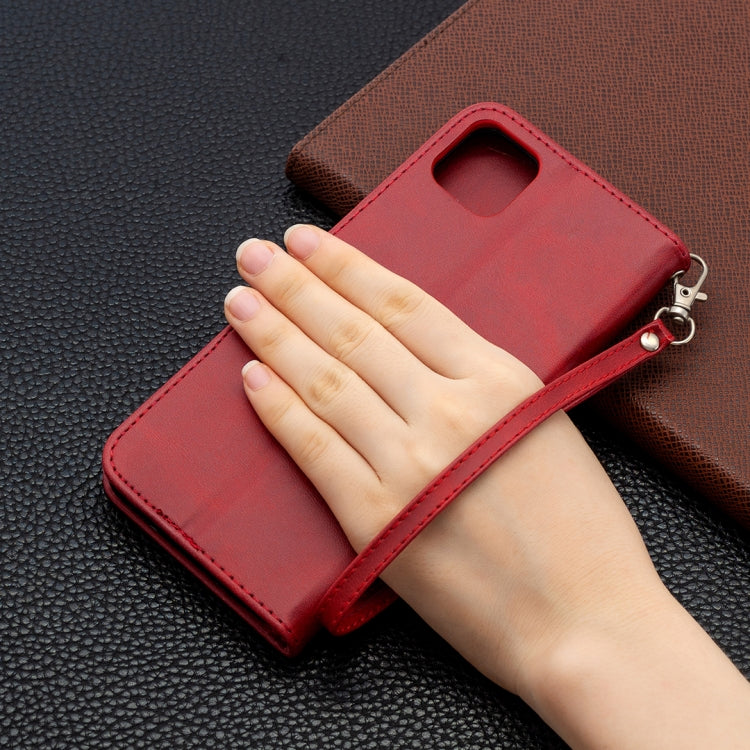 For OPPO Realme C11 Retro Lambskin Texture Pure Color Horizontal Flip PU Leather Case, with Holder & Card Slots & Wallet & Lanyard