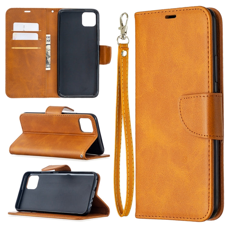 For OPPO Realme C11 Retro Lambskin Texture Pure Color Horizontal Flip PU Leather Case, with Holder & Card Slots & Wallet & Lanyard