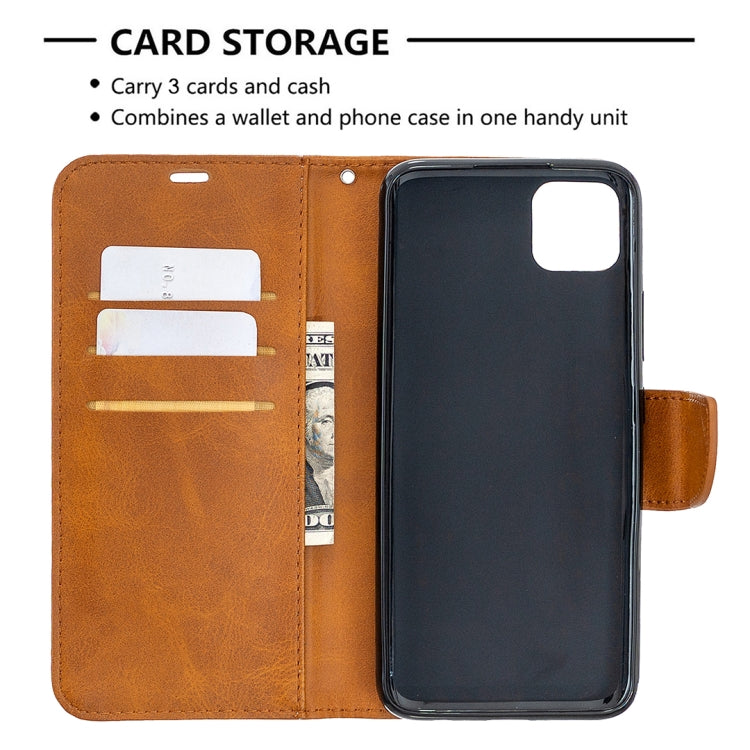 For OPPO Realme C11 Retro Lambskin Texture Pure Color Horizontal Flip PU Leather Case, with Holder & Card Slots & Wallet & Lanyard