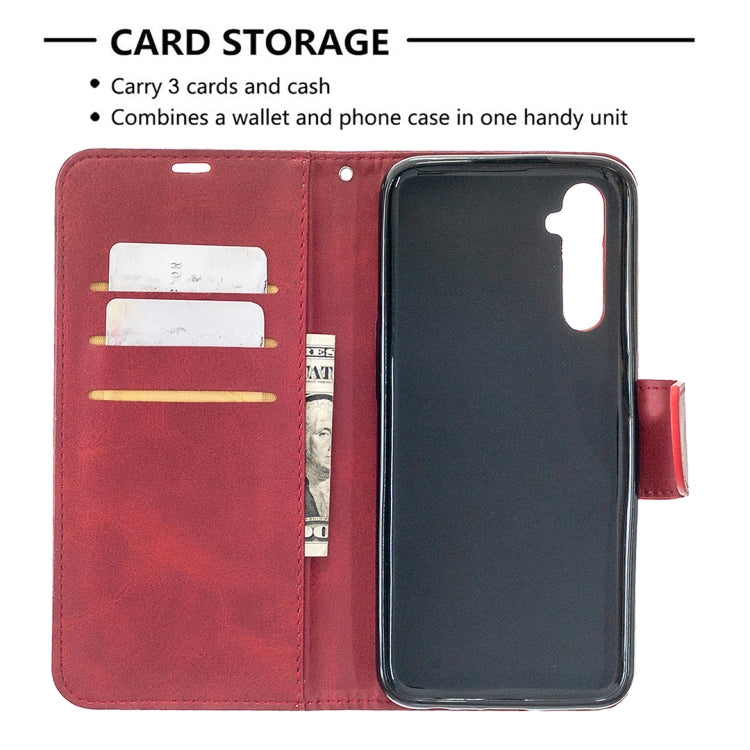 For OPPO Realme 6 Retro Lambskin Texture Pure Color Horizontal Flip PU Leather Case, with Holder & Card Slots & Wallet & Lanyard