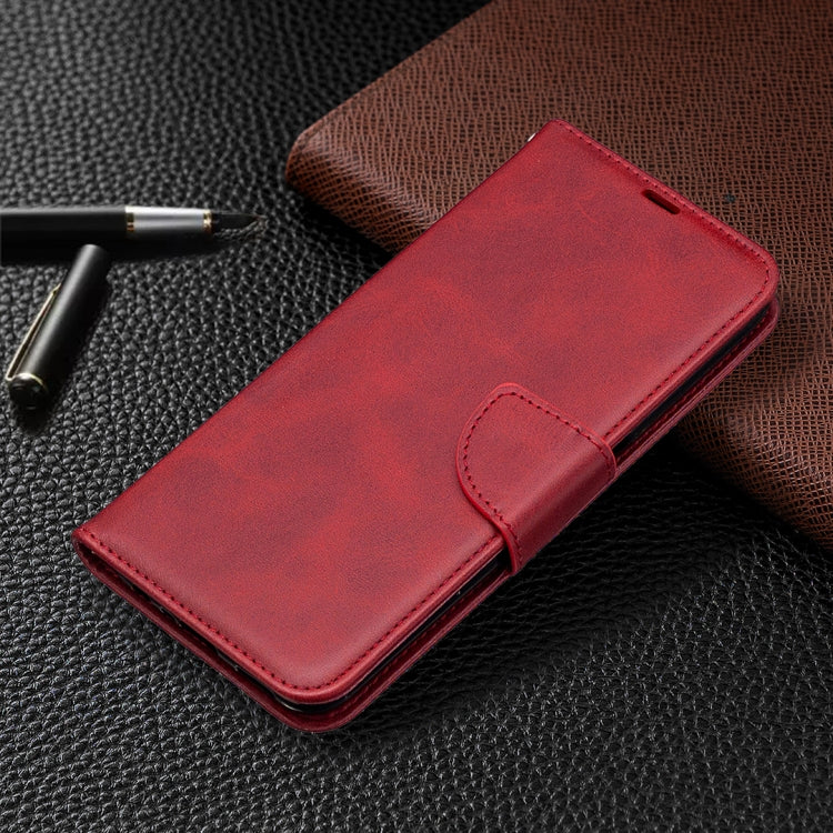 For OPPO Realme 6 Retro Lambskin Texture Pure Color Horizontal Flip PU Leather Case, with Holder & Card Slots & Wallet & Lanyard