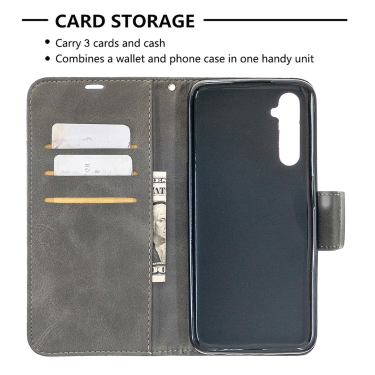 For OPPO Realme 6 Retro Lambskin Texture Pure Color Horizontal Flip PU Leather Case, with Holder & Card Slots & Wallet & Lanyard