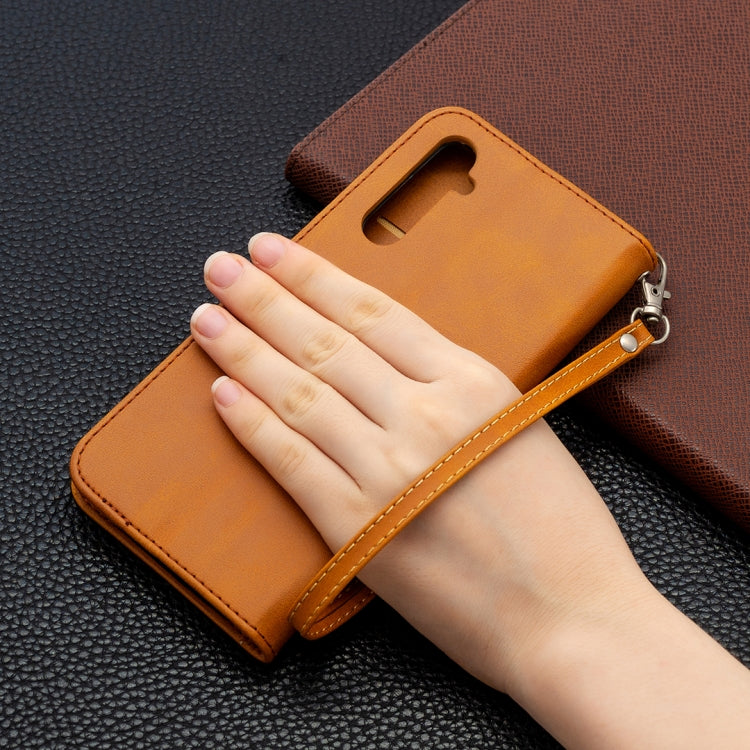 For OPPO Realme 6 Retro Lambskin Texture Pure Color Horizontal Flip PU Leather Case, with Holder & Card Slots & Wallet & Lanyard