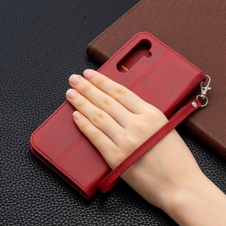 For OPPO Realme 6 Pro Retro Lambskin Texture Pure Color Horizontal Flip PU Leather Case, with Holder & Card Slots & Wallet & Lanyard