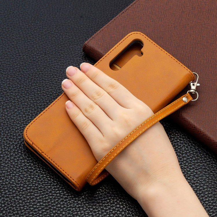 For OPPO Realme 6 Pro Retro Lambskin Texture Pure Color Horizontal Flip PU Leather Case, with Holder & Card Slots & Wallet & Lanyard