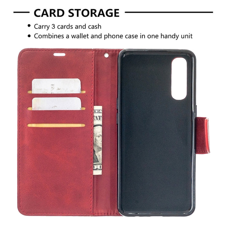For OPPO Reno3 Pro Retro Lambskin Texture Pure Color Horizontal Flip PU Leather Case, with Holder & Card Slots & Wallet & Lanyard
