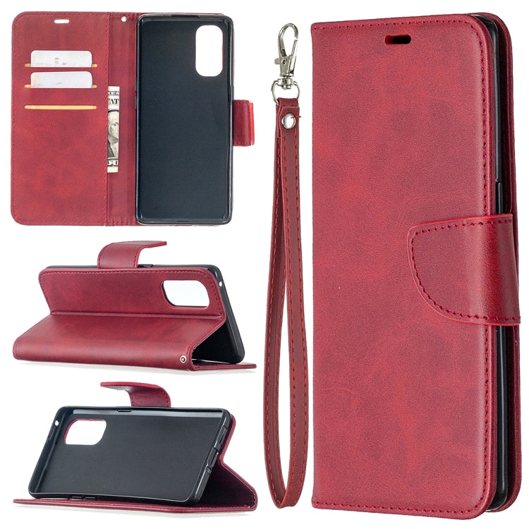 For OPPO Reno4 Pro 5G Retro Lambskin Texture Pure Color Horizontal Flip PU Leather Case, with Holder & Card Slots & Wallet & Lanyard