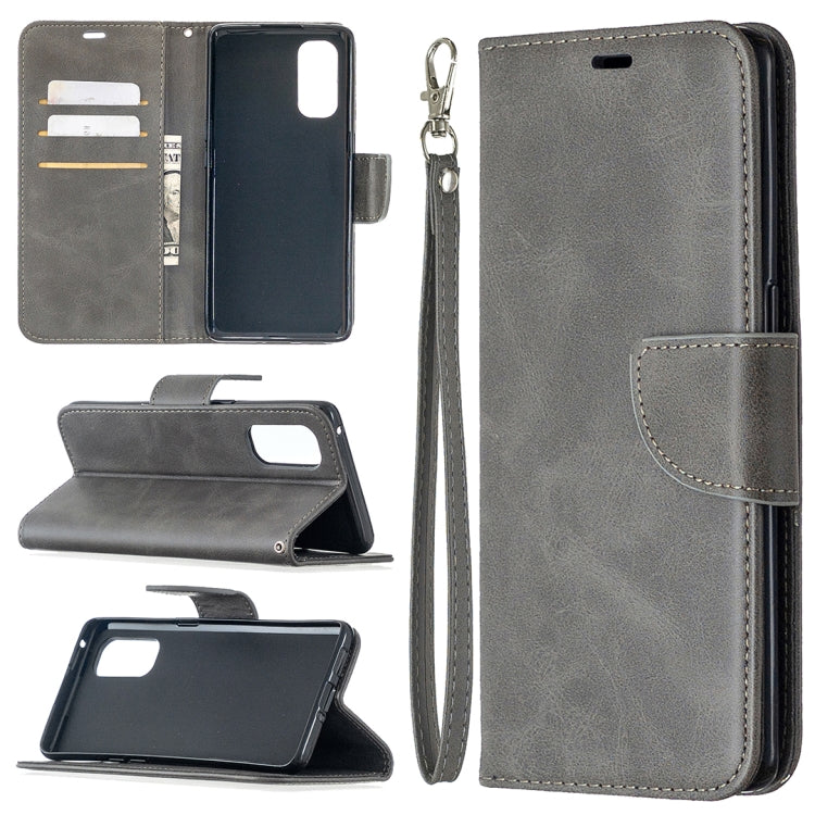 For OPPO Reno4 Pro 5G Retro Lambskin Texture Pure Color Horizontal Flip PU Leather Case, with Holder & Card Slots & Wallet & Lanyard