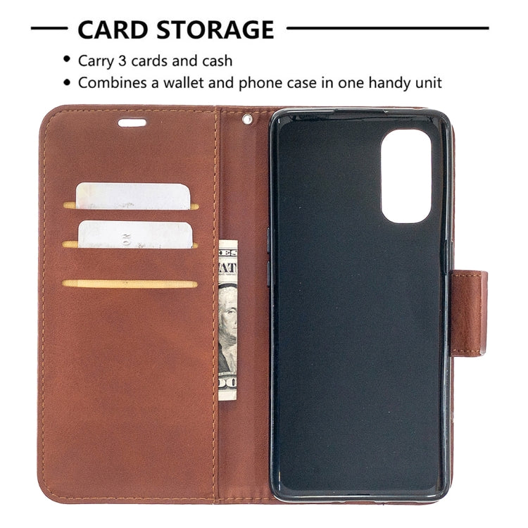 For OPPO Reno4 Pro 5G Retro Lambskin Texture Pure Color Horizontal Flip PU Leather Case, with Holder & Card Slots & Wallet & Lanyard