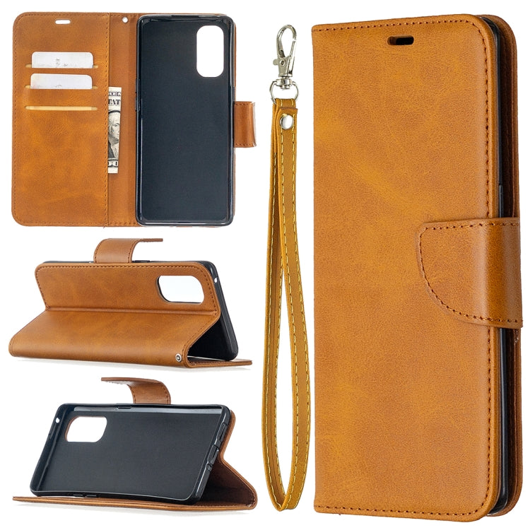 For OPPO Reno4 Pro 5G Retro Lambskin Texture Pure Color Horizontal Flip PU Leather Case, with Holder & Card Slots & Wallet & Lanyard