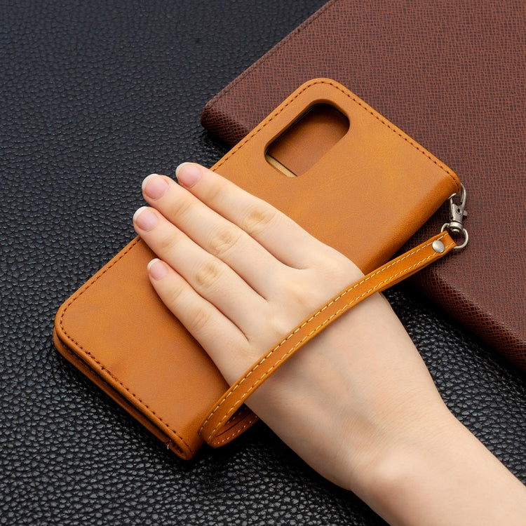 For OPPO Reno4 Pro 5G Retro Lambskin Texture Pure Color Horizontal Flip PU Leather Case, with Holder & Card Slots & Wallet & Lanyard