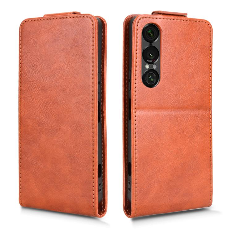 For Sony Xperia 1 VII Magnetic Vertical Flip Leather Phone Case with Buckle