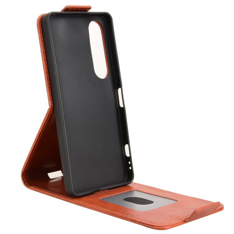 For Sony Xperia 1 VII Magnetic Vertical Flip Leather Phone Case with Buckle
