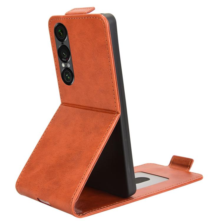 For Sony Xperia 1 VII Magnetic Vertical Flip Leather Phone Case with Buckle