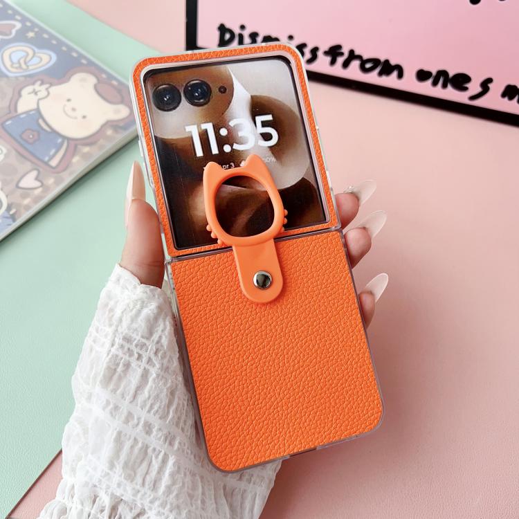 For Motorola Razr 60 Ultra Transparent Frame Jelly PU + PC Phone Case with Ring Holder