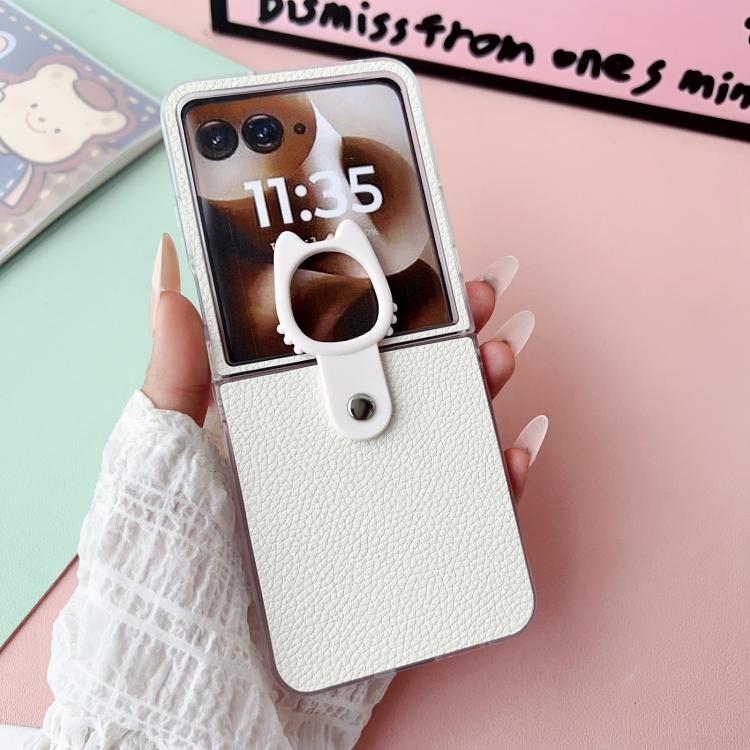 For Motorola Razr 50 Ultra Transparent Frame Jelly PU + PC Phone Case with Ring Holder