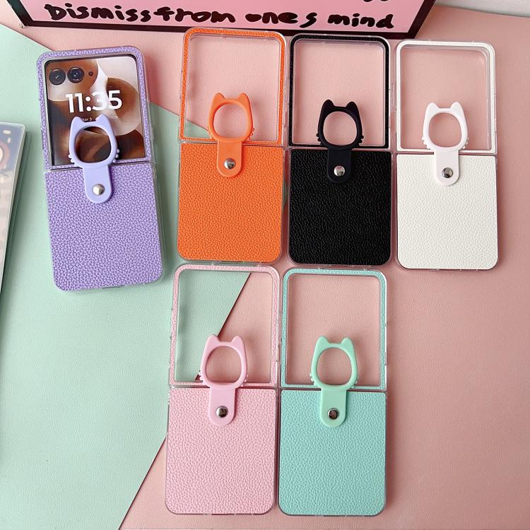 For Motorola Razr 50 Ultra Transparent Frame Jelly PU + PC Phone Case with Ring Holder
