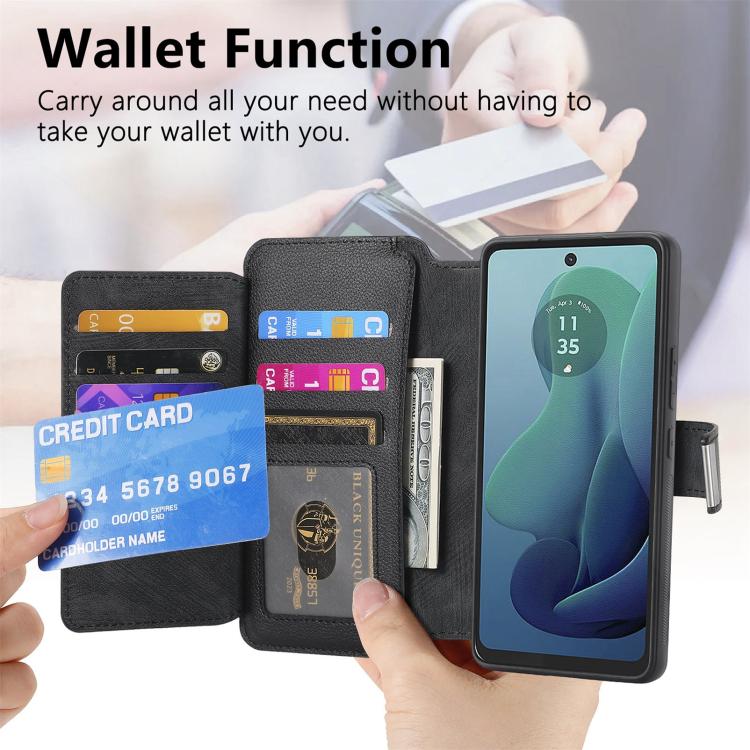 For Motorola Moto G 2024 5G CaseNeo MagSafe RFID Anti-theft Zipper Wallet Retro Leather Phone Case