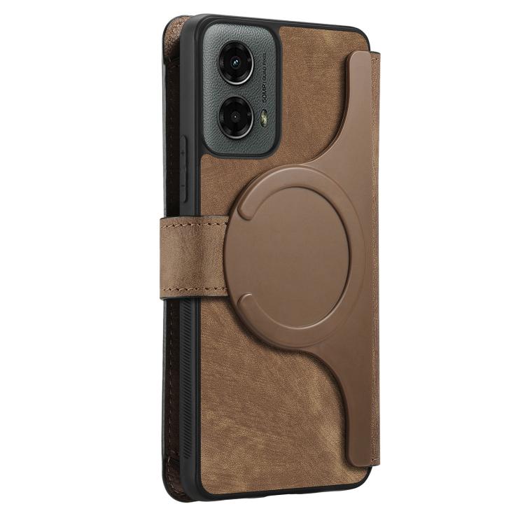 For Motorola Moto G 2024 5G CaseNeo MagSafe RFID Anti-theft Zipper Wallet Retro Leather Phone Case