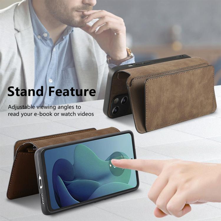 For Motorola Moto G 2024 5G CaseNeo MagSafe RFID Anti-theft Zipper Wallet Retro Leather Phone Case