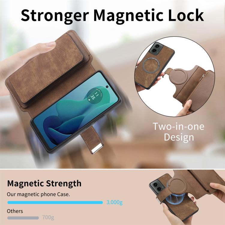 For Motorola Moto G 2024 5G CaseNeo MagSafe RFID Anti-theft Zipper Wallet Retro Leather Phone Case