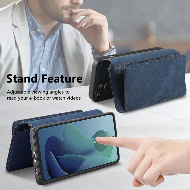 For Motorola Moto G 2024 5G CaseNeo MagSafe RFID Anti-theft Zipper Wallet Retro Leather Phone Case