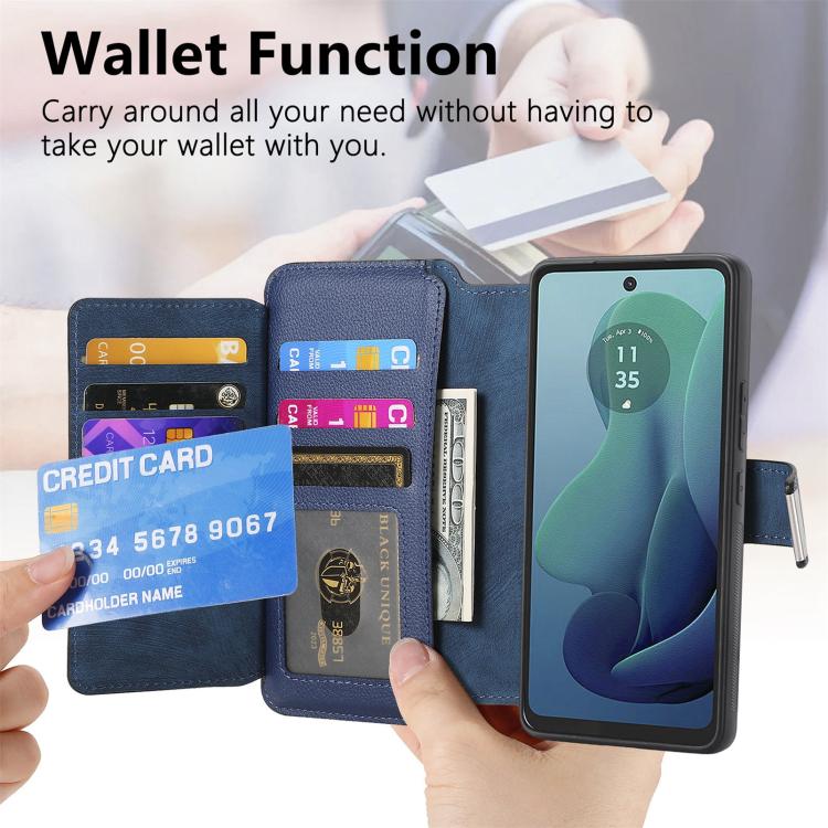 For Motorola Moto G 2024 5G CaseNeo MagSafe RFID Anti-theft Zipper Wallet Retro Leather Phone Case