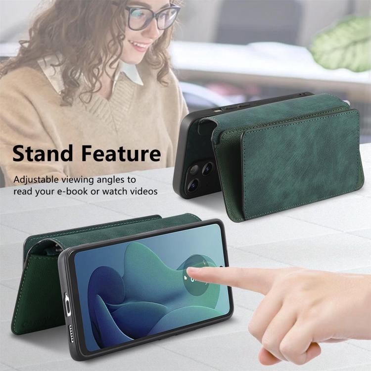 For Motorola Moto G 2024 5G CaseNeo MagSafe RFID Anti-theft Zipper Wallet Retro Leather Phone Case
