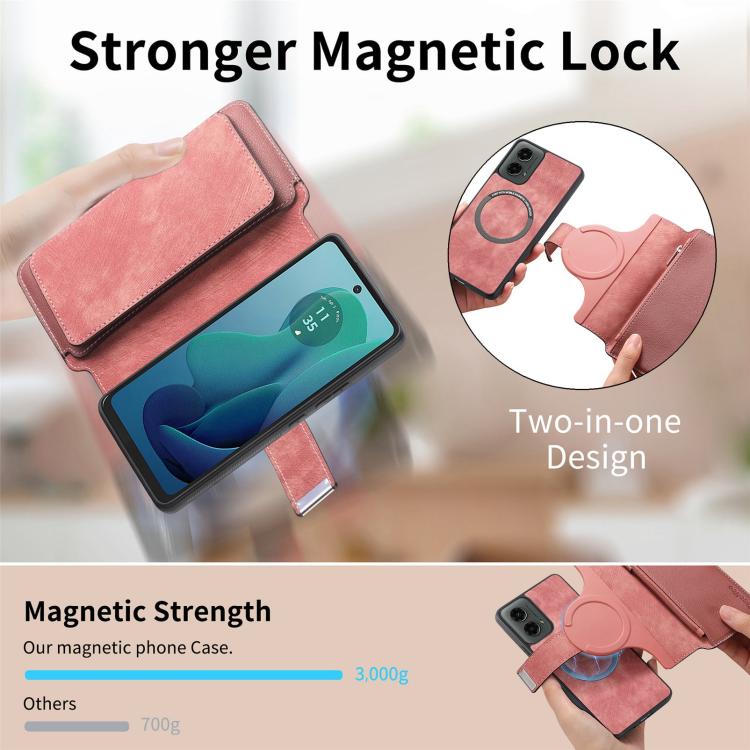 For Motorola Moto G 2024 5G CaseNeo MagSafe RFID Anti-theft Zipper Wallet Retro Leather Phone Case