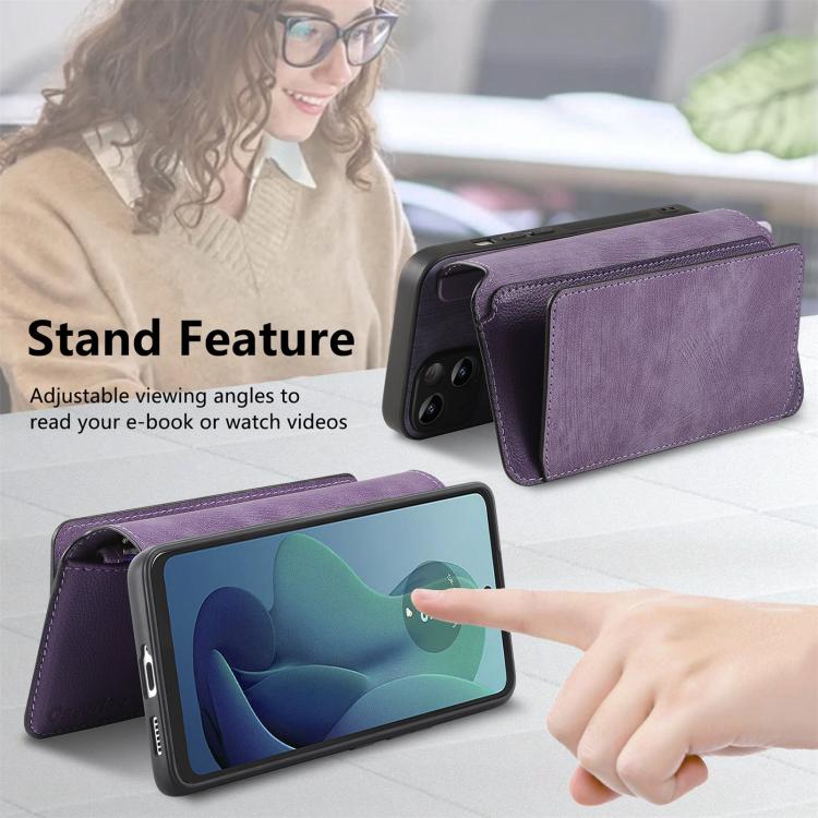 For Motorola Moto G 2024 5G CaseNeo MagSafe RFID Anti-theft Zipper Wallet Retro Leather Phone Case