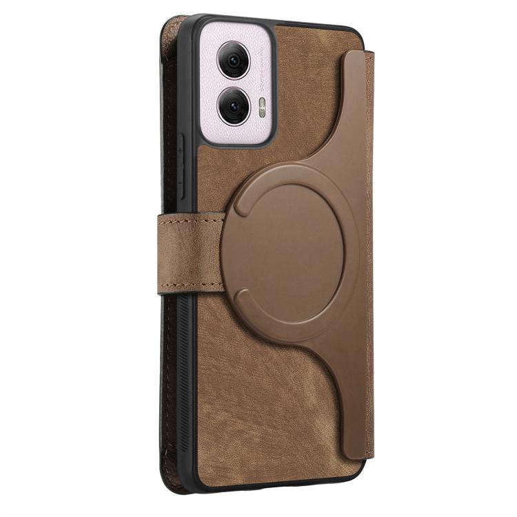 For Motorola Moto G Power 2024 CaseNeo MagSafe RFID Anti-theft Zipper Wallet Retro Leather Phone Case