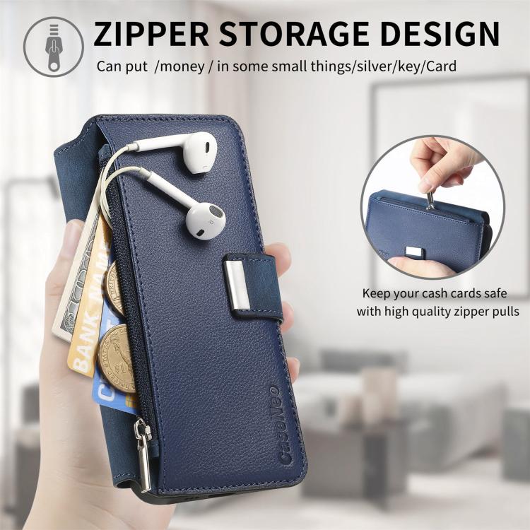 For Motorola Moto G Power 2024 CaseNeo MagSafe RFID Anti-theft Zipper Wallet Retro Leather Phone Case