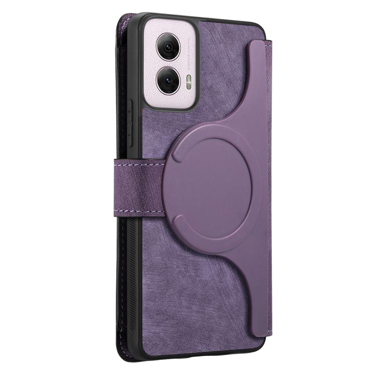 For Motorola Moto G Power 2024 CaseNeo MagSafe RFID Anti-theft Zipper Wallet Retro Leather Phone Case