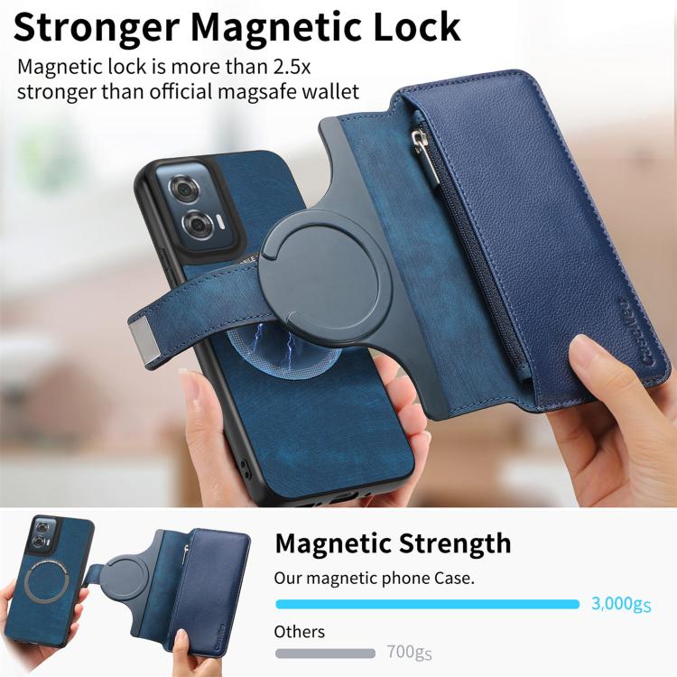 For Motorola Edge 50 Fusion CaseNeo MagSafe RFID Anti-theft Zipper Wallet Retro Leather Phone Case