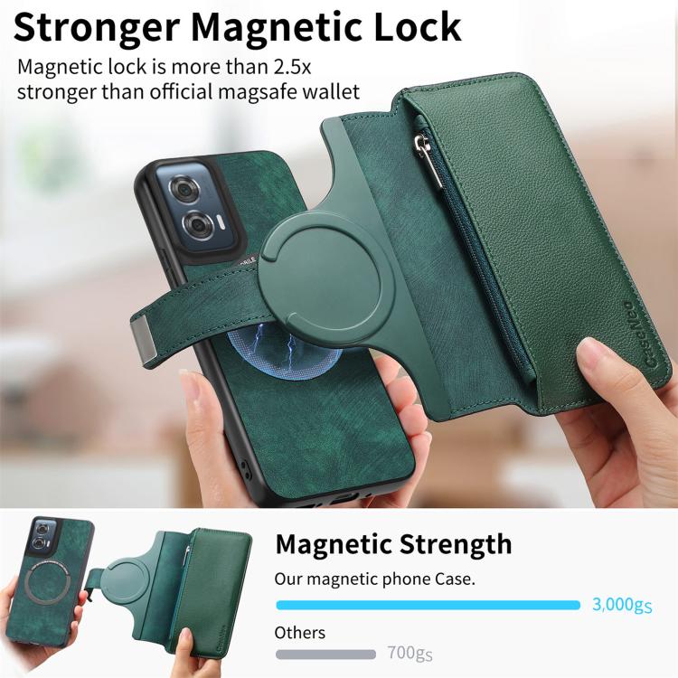 For Motorola Edge 50 Fusion CaseNeo MagSafe RFID Anti-theft Zipper Wallet Retro Leather Phone Case