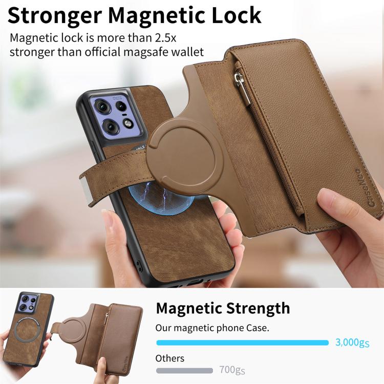 For Motorola Edge 50 Pro CaseNeo MagSafe RFID Anti-theft Zipper Wallet Retro Leather Phone Case