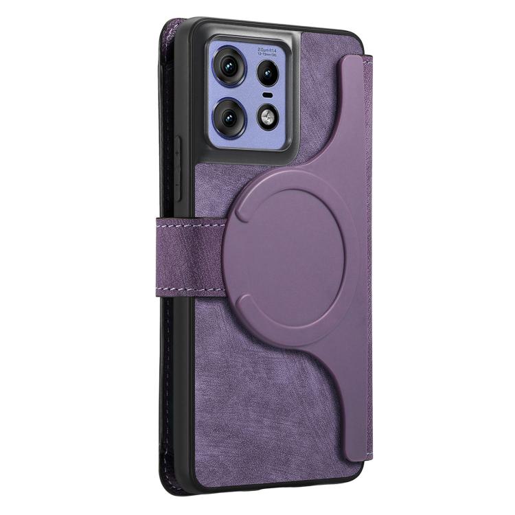 For Motorola Edge 50 Pro CaseNeo MagSafe RFID Anti-theft Zipper Wallet Retro Leather Phone Case